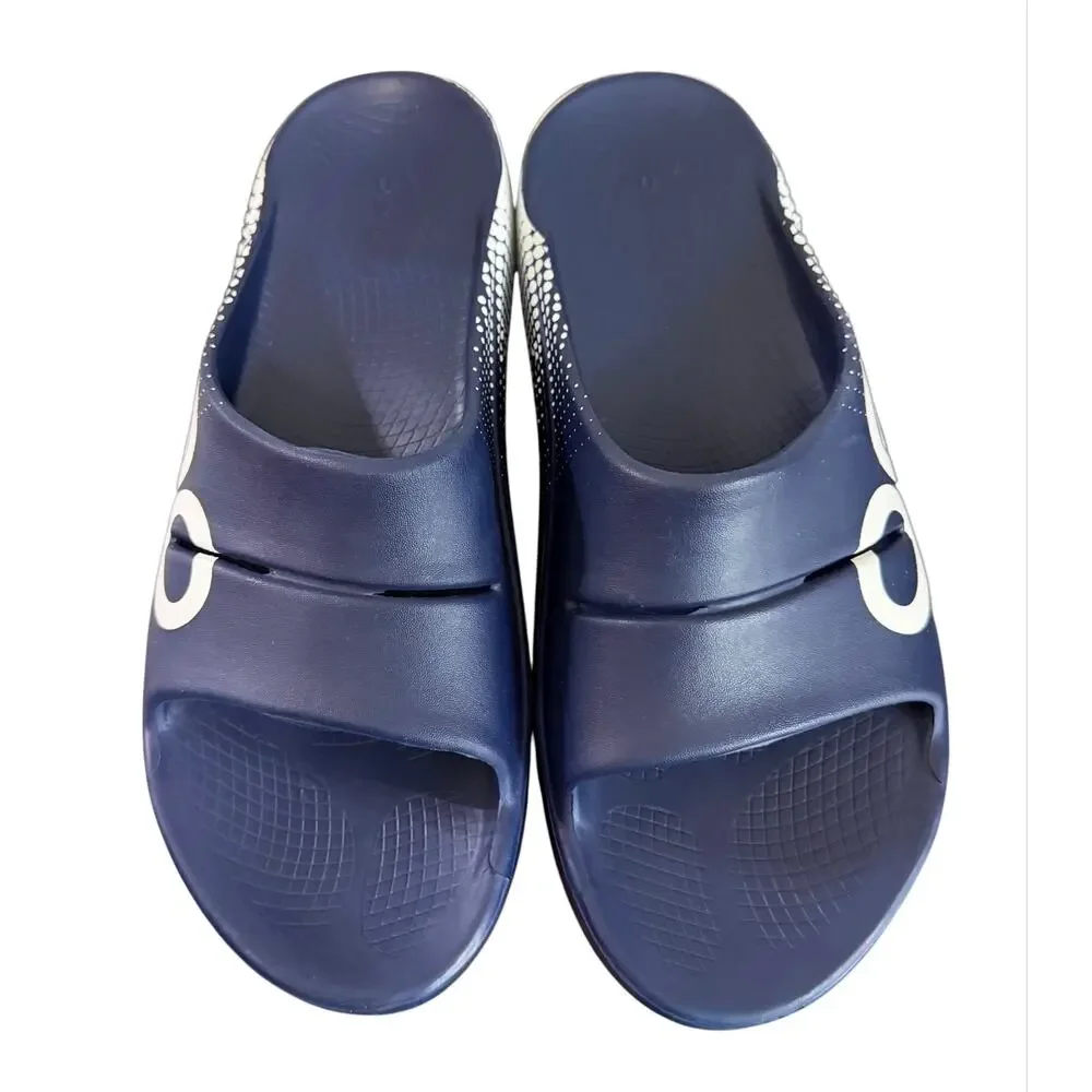 Oofos Ooahh Sport Slide Matrix Navy Men’s 13 Beach Pool Summer Comfort Sandal